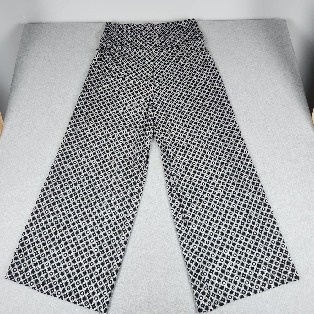 Zac & Rachel Palazzo Pants Womens XL Black White Geometric Medallion Wide Leg